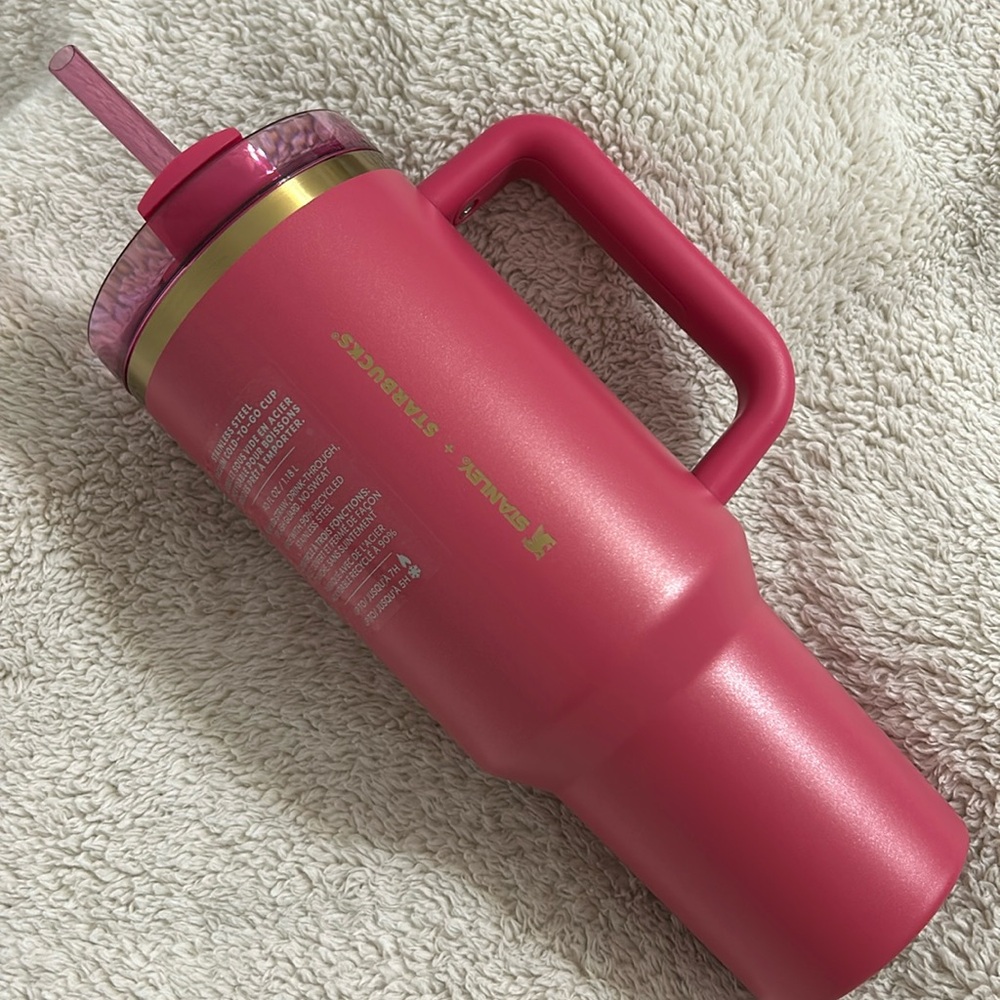 Stanley x Starbucks Holiday Berry Pink Glitter Tumbler 40 oz